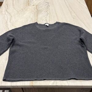 J. Jill Pure Jill Gray Cotton Waffle Crew Neck Sweater